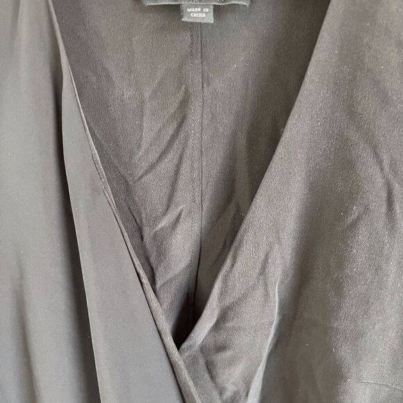AllSaints Womens Silk Chiffon Wrap Blouse Black Size 2 Career Dressy Wear - Picture 6 of 7